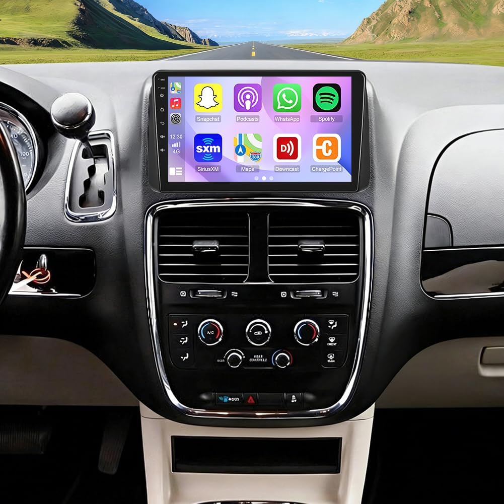 2+64G Android 15 Car Stereo for Grand Caravan 2011 2012 2013 2014 2015 2016 2017 2018 2019 2020 Radio Wireless Carplay Android Auto, 9IN IPS Touch Screen 5G WiFi/GPS Navi/FM RDS/EQ/Audio/Camera/MIC