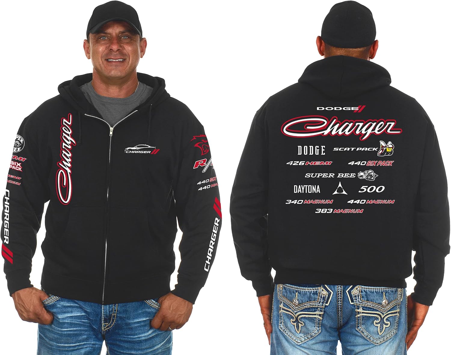 JH DESIGN GROUP Men's Dodge Charger Hoodies- Pullover & Zip UP Sweatshirts in 3 Styles