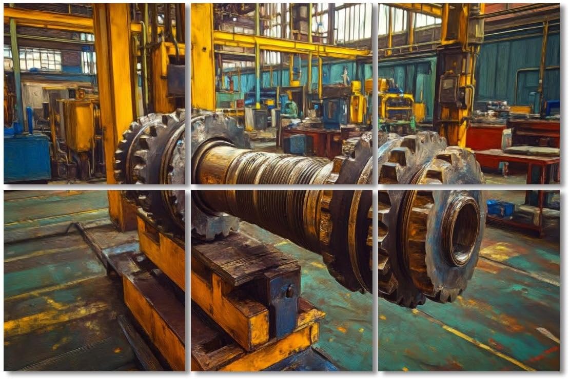 6 Pack Art Acoustic Panels Sound Absorbing Abstract Wheel Industrial Mechanical Teamwork Gears Machinery Factory Decorative Soundproof Wall Panels Self Adhesive for Recording Studios Office 72