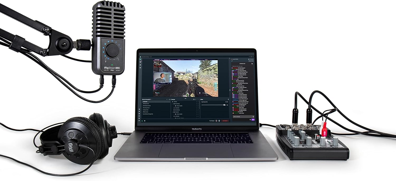 IK Multimedia iRig Stream Mic Pro Microphone with Integrated Audio Interface for iPhone, iPad, Android, USB Computer, Perfect for Podcast, Singing, Recording and Gaming