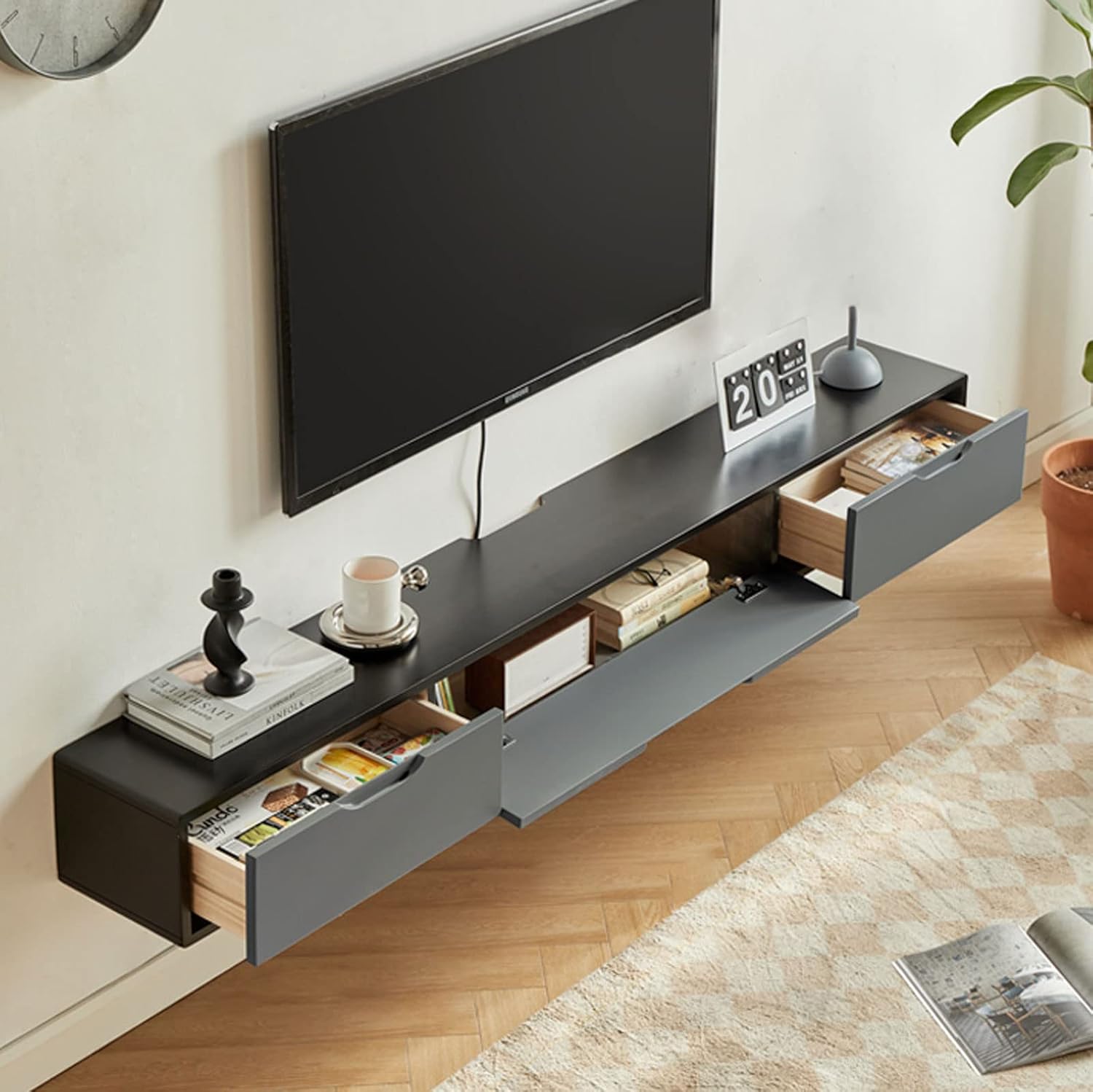 Wall Cabinet TV Stands Wall Mounted TV Cabinet Wall Shelf Floating Shelves TV Storage Shelf Wall Unit Decor TV Media Console TV Box Set Top Box Shelf Wall Mount Corner Shelves TV Bracket