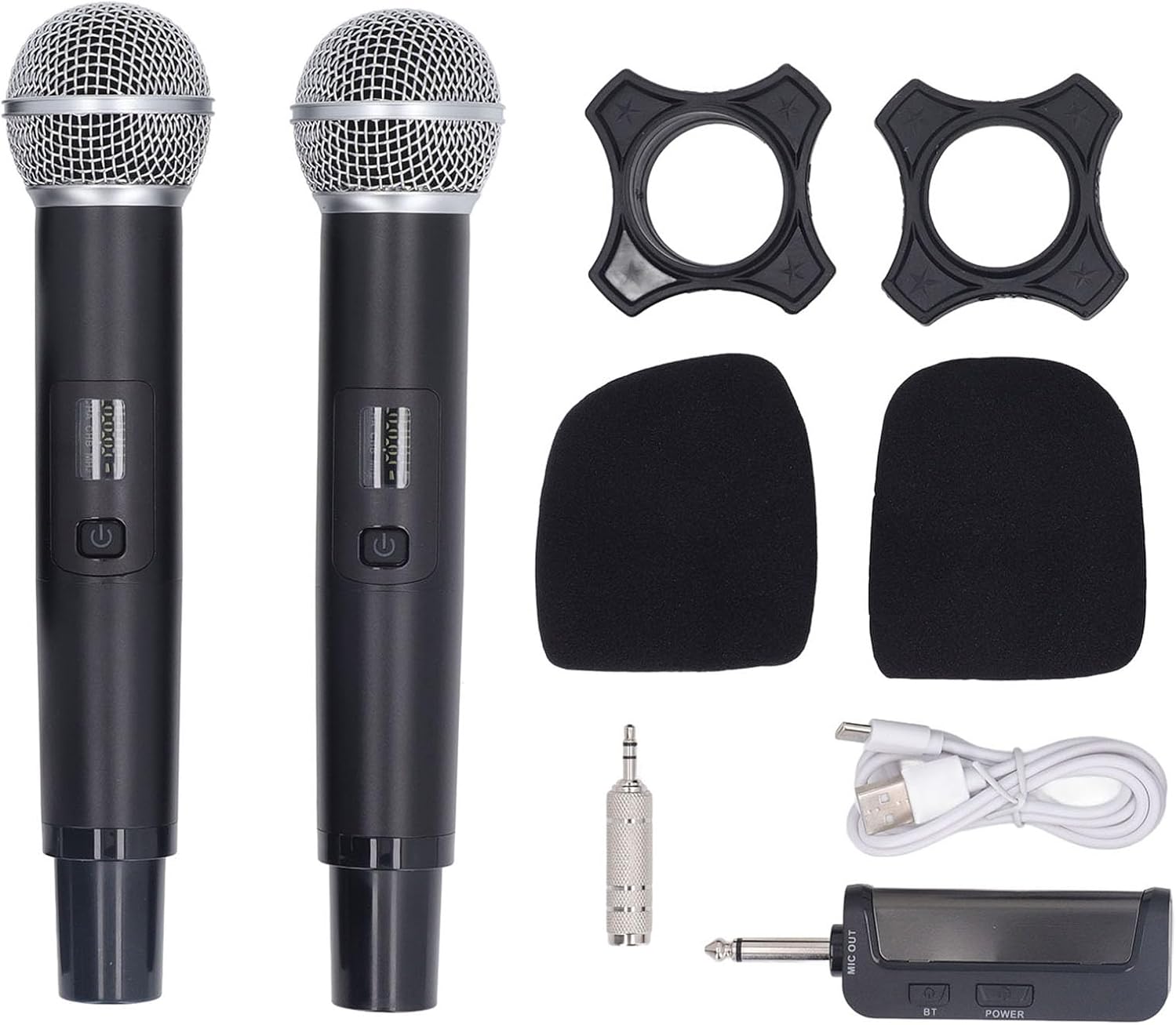 Alomejor Microphone with Reverb Function Dynamic Coil Long Battery Life for Stage Singing Studio Recording Home Karaoke