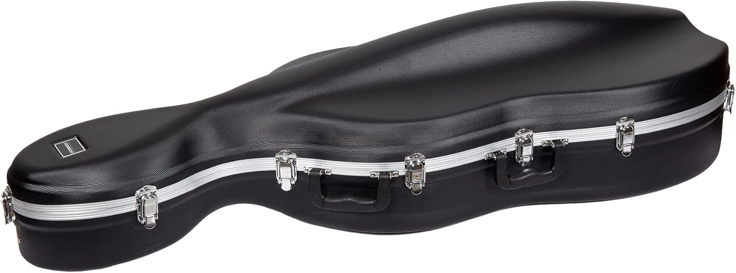Crossrock ABS Hard Cello Case for 4/4 & 3/4 | Matte Black Diamond Texture, Commuter-Ready Design with Wheels – Scratch-Resistant Daily Protection