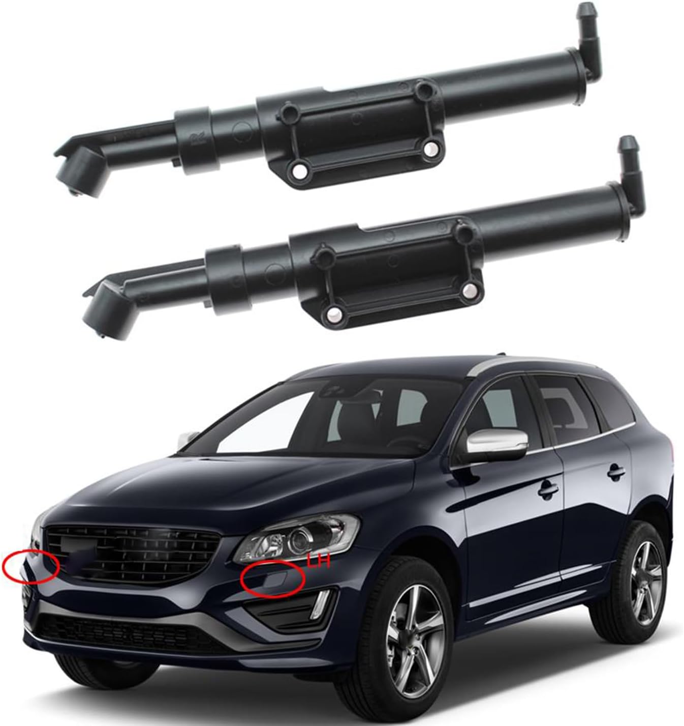 Car Headlight Washer Nozzle 2Pcs Car Headlight Washer Nozzle Head Light Cleaning Jet Pump 31333665 31333666 Water Sprayer for Volvo for Xc60 2014-2017
