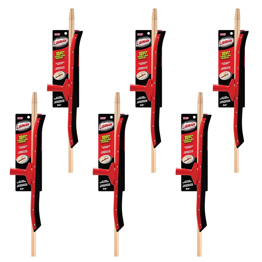 Libman Commercial 542 Heavy-Duty Curved Floor Squeegee with Wooden Handle, 24