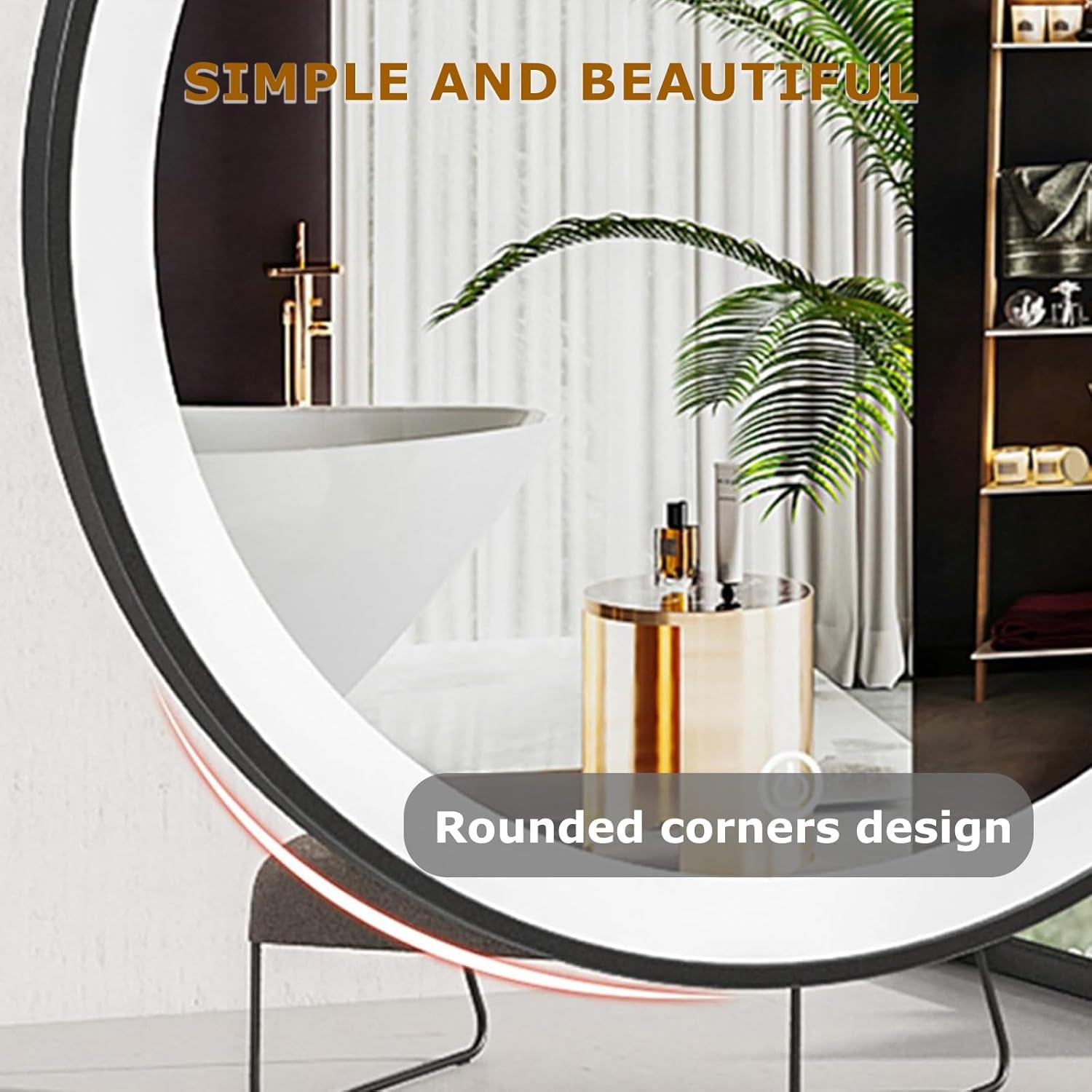 Ceiling Mounted Suspended Mirror For Ceiling Mount Mirrors For Bathrooms Hanging Bathroom Vanities Pivot Corner Mirror Wall Mount Vanity Make-up Decor Circle Metal Pole Gold Black LED Entryway(Gold,40