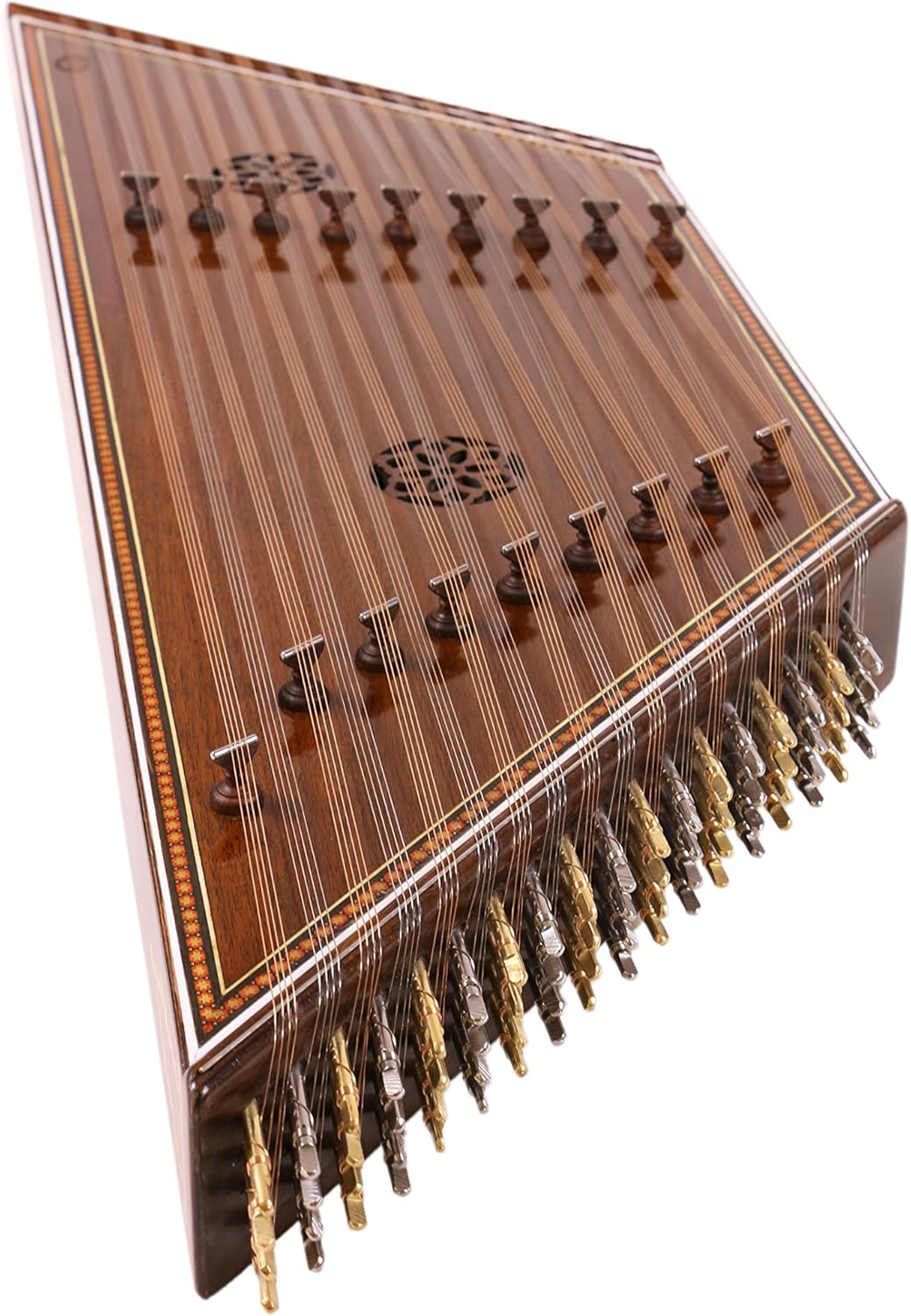 Quality Persian Santoor Santour Santur- dulcimer 9 kharak (bridge) Goldar with hard case and accessories