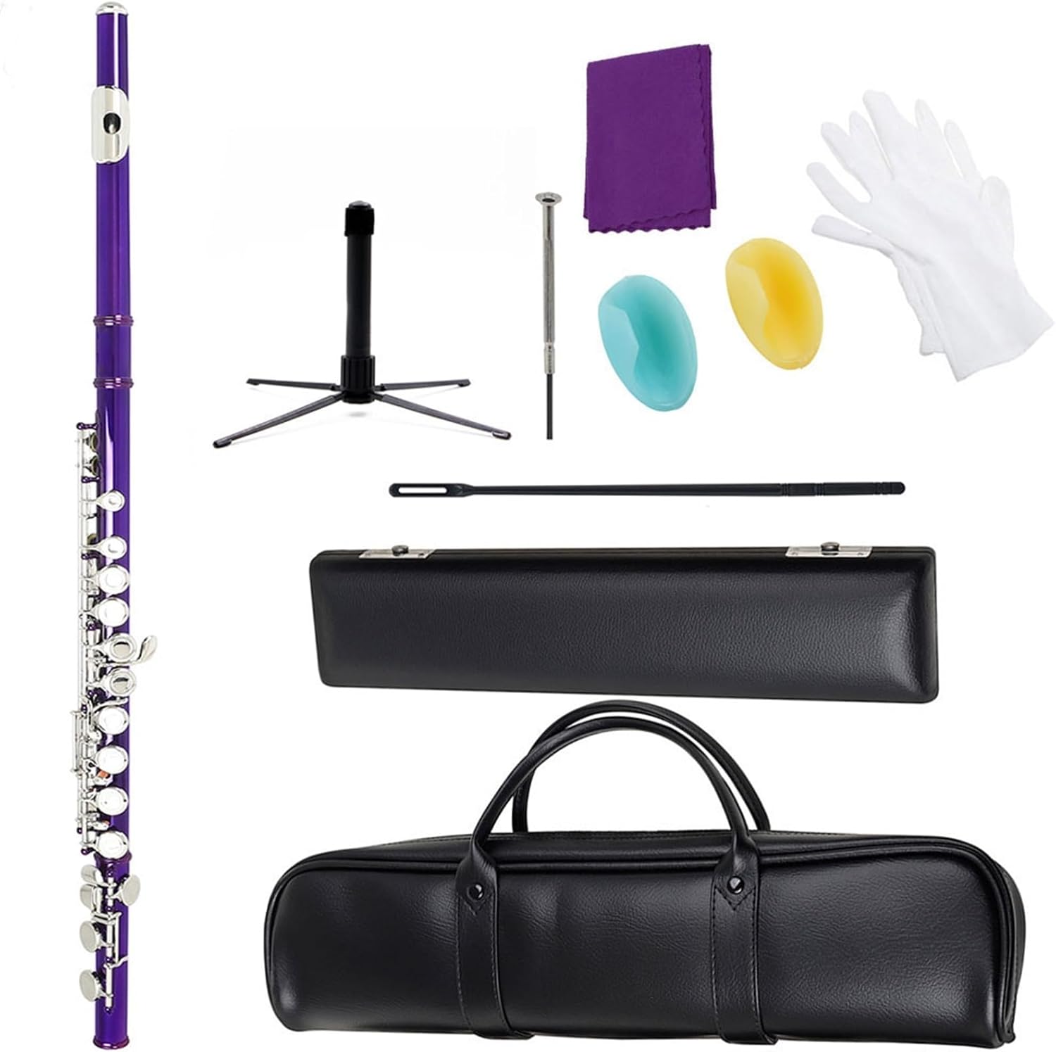 Flute Western Flute Nickel Plated 16 Holes C Key Cupronickel Flute Woodwind Instrument with Case Flutes Musical Instruments