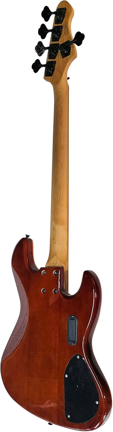 IYV-IPJB-500A LH, 5 String Solid Body with Flame Maple Electric Jazz Bass, Honey Burst, Left hand