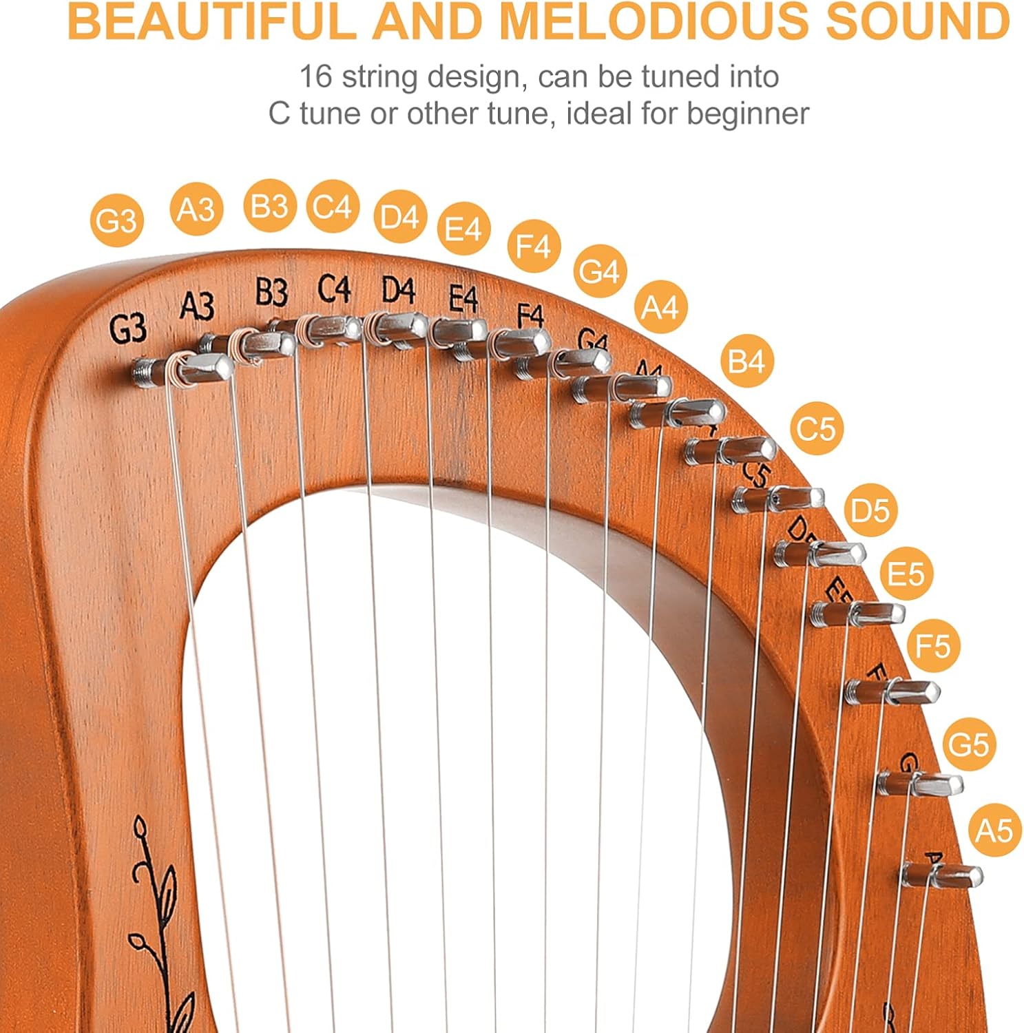 VICASKY 1set String Lyre Harp Portable Handheld Wooden Musical Instrument for Beginners Delicate Design for Relaxation and Enjoyment Music