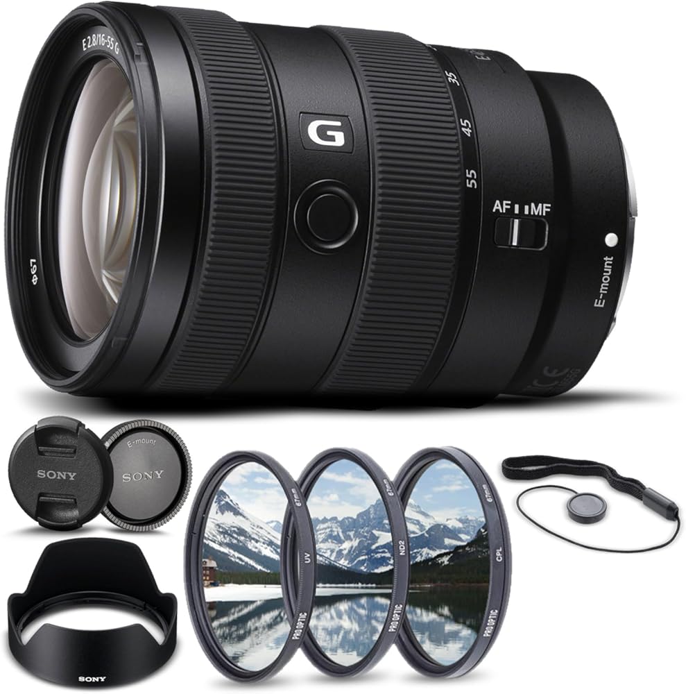 Sony E 16-55mm f/2.8 G Lens (SEL1655G) + Filter Kit + Lens Cap Keeper + Cleaning Kit + More (Renewed)