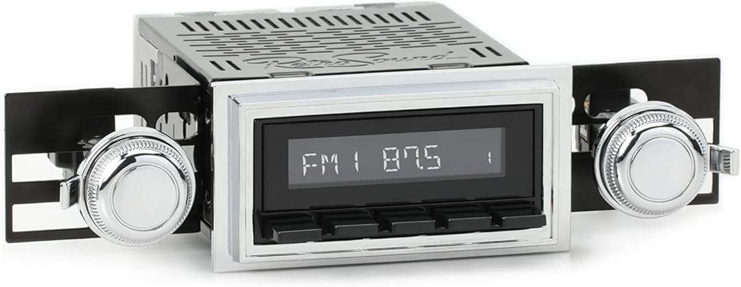 RetroSound HB-126-03-73 Hermosa Direct-Fit Radio for Classic Vehicles (Black Face and Buttons, Chrome Bezel)
