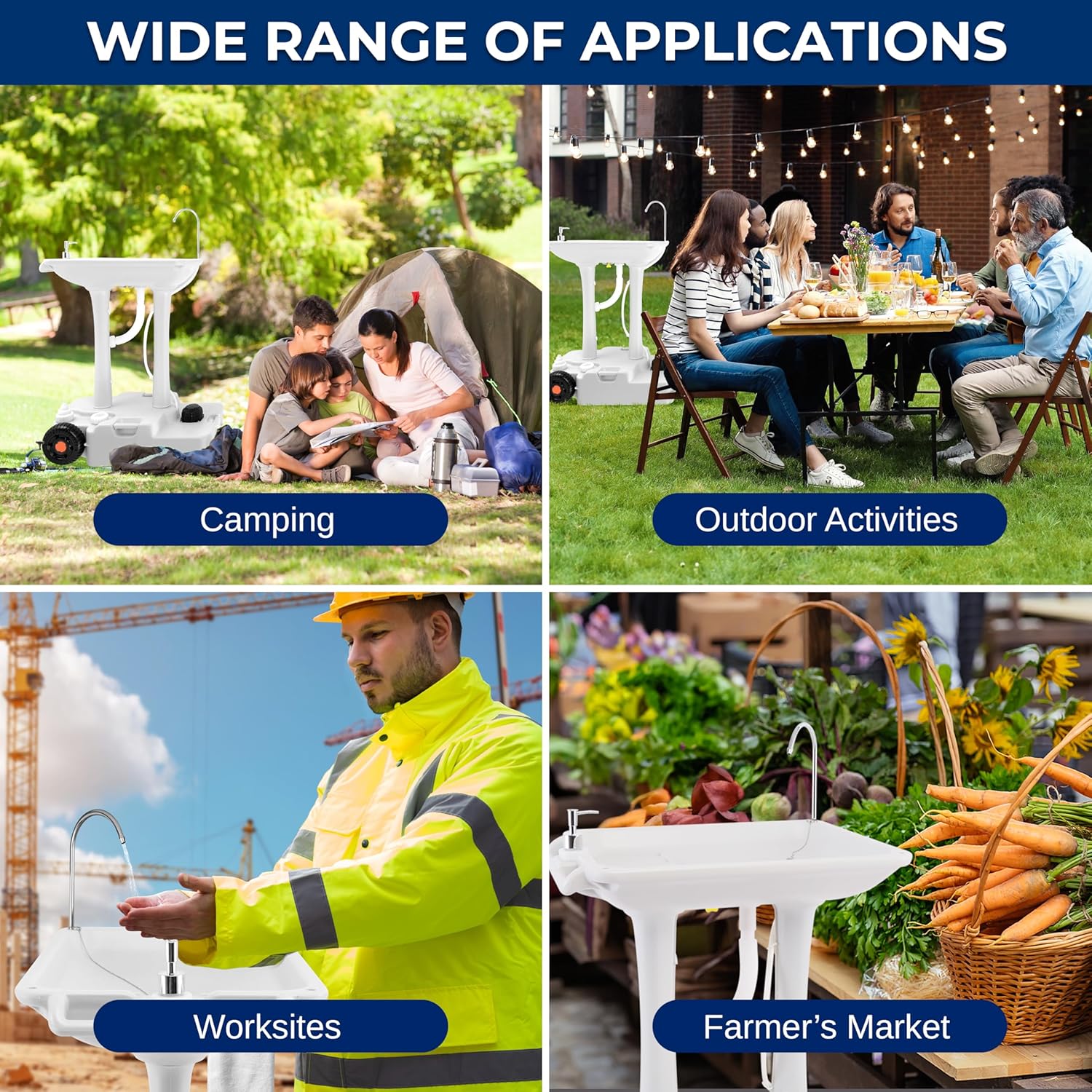 SereneLife Portable Hand Washing Station, 100+ Hand Washes, Hands-Free Foot Pump, Soap Dispenser, and Drain Hose, Ideal for Outdoor Events, Camping, Boating and Worksites