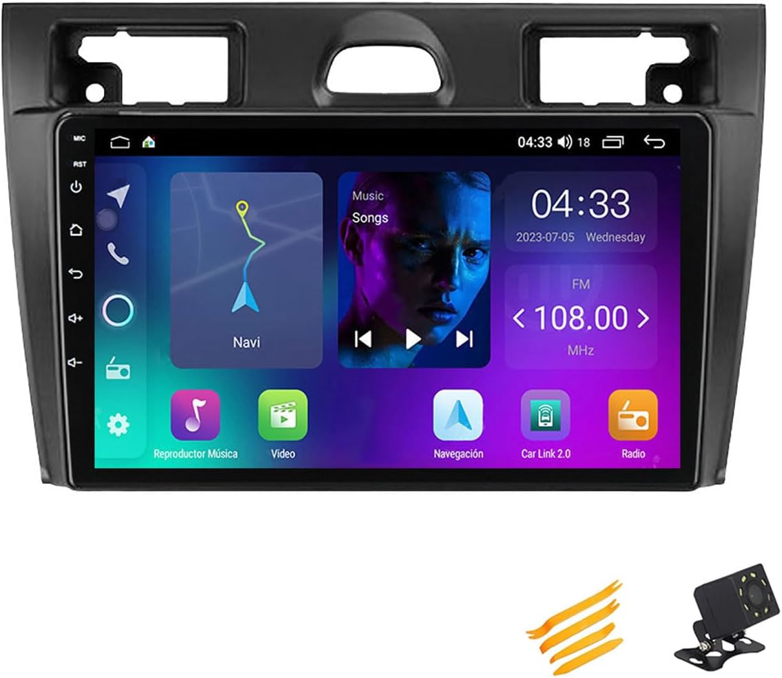Android 13 Car Stereo Bluetooth Car Play 2 DIN Touch Screen Compatible with Ford Fiesta Mk5 2002~2008 9in QLED Display Car Radio with Navigation Android Auto FM RDS SWC,4 Core NF1 1G+32G