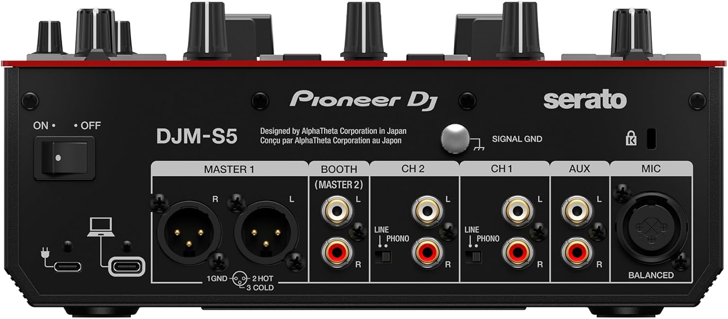Pioneer DJ DJM-S5 2-channel Mixer for Serato DJ,Red/Black