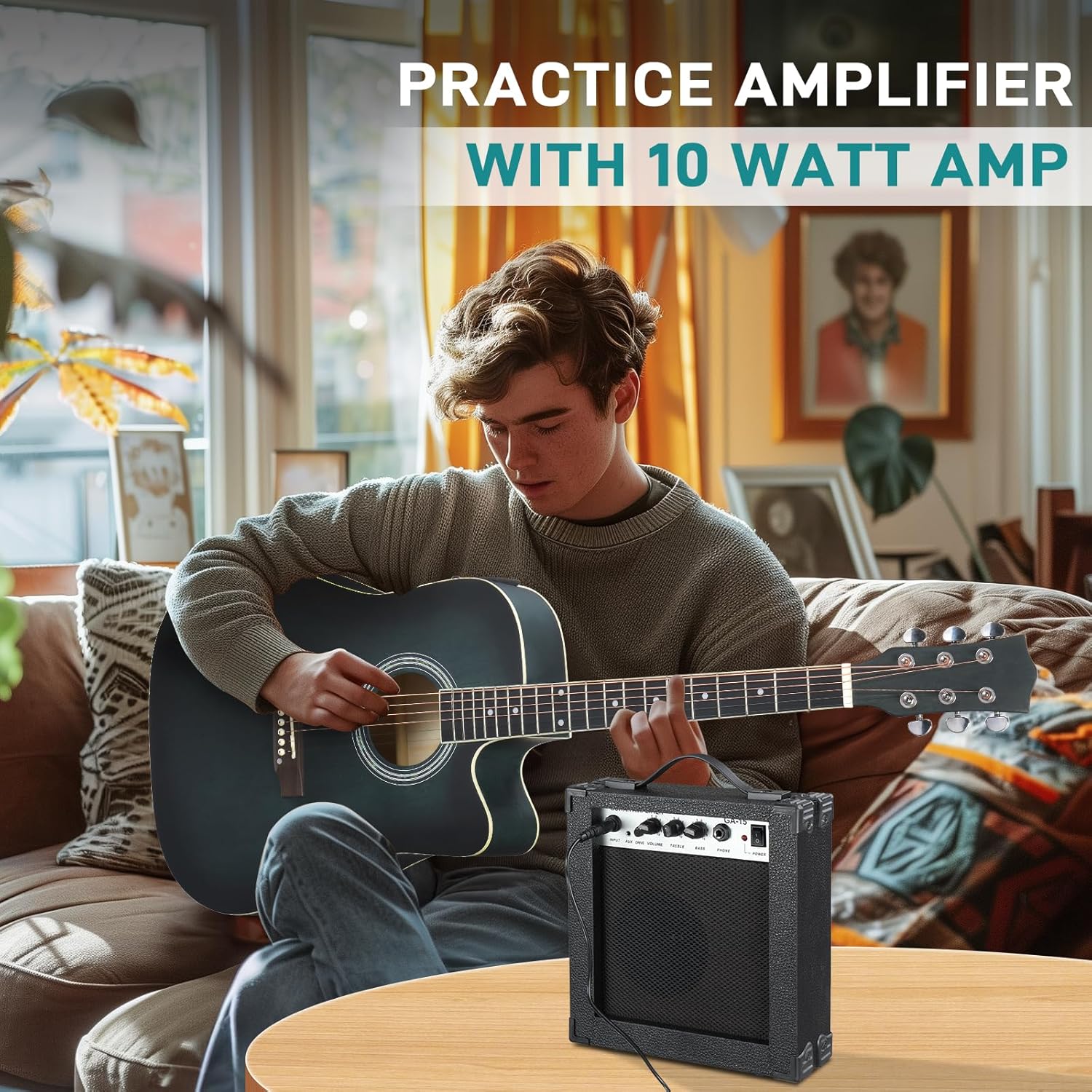 Ktaxon Full-Size Acoustic Electric Guitar with Amp, 41 Inch Basswood Body Guitars Kit for Beginner & Intermediate W/Bag, Strap, and Capo All Accessories Included (Green)