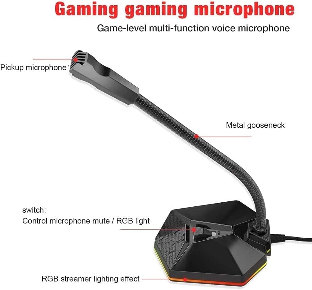 USB Microphone,Plug&Play Condenser, PC, Laptop, Mac, Mic LED Indicator -360 Gooseneck Design HD Sound Card Noise Reduction Microphone