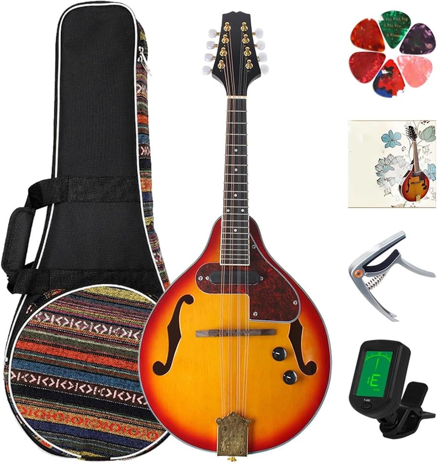 Adult Mandolin Musical Instrument 8 String Electric Mandolin Guitar Rosewood Fingerboard Mandolin With Bag Picks Tuner And Musical Instrument Kit