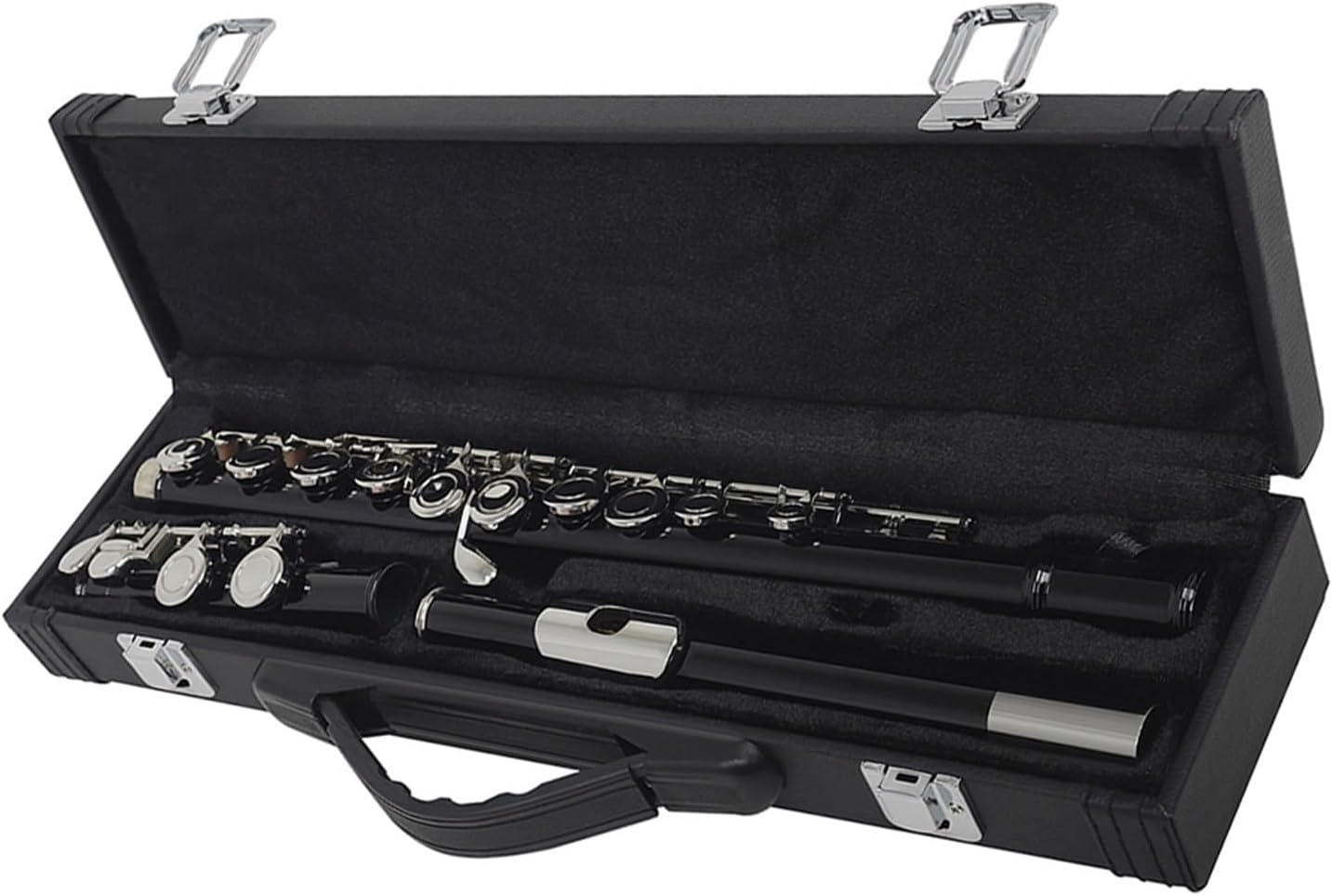 Flute Black 16 Hole Flute Woodwind Closed Key Plus E Key C Nickel Plated Flute with Box Flutes Musical Instruments