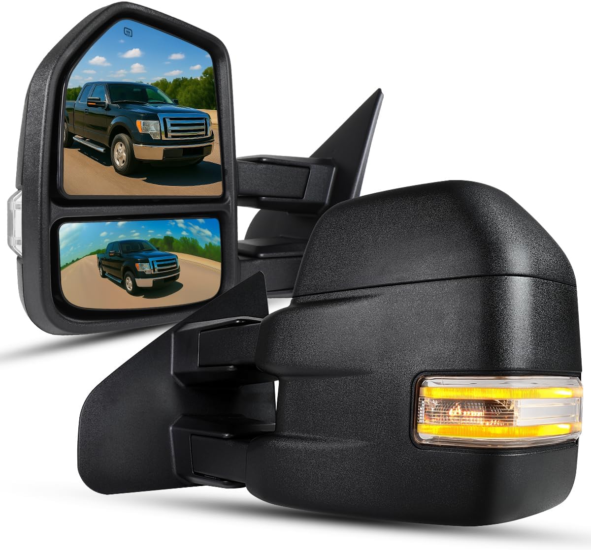 Spec-D Tuning [2015 Look] Power Heated Towing Mirrors w/LED Signal Compatible with 2007-2014 Ford F150 Pickup Left + Right