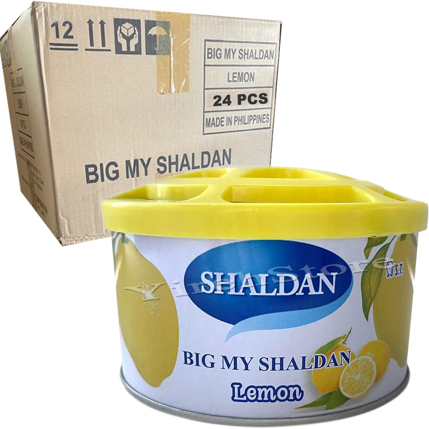 Big My Shaldan Lemon Scent Gel 24-cans (1 master box) Air Freshener Wholesales, Heavy Duty and Strong Strength Freshener for Large Cars, JDM Japan Freshener