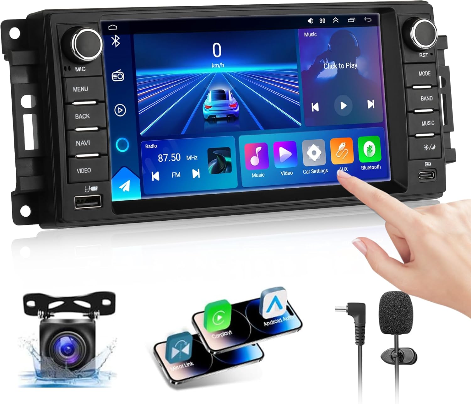 【4G+64GB】 Car Radio Stereo for Jeep Wrangler/Compass/Grand Cherokee,for Dodge Grand Caravan/Ram 1500/2500/3500,Carplay&Android Auto w/ 7