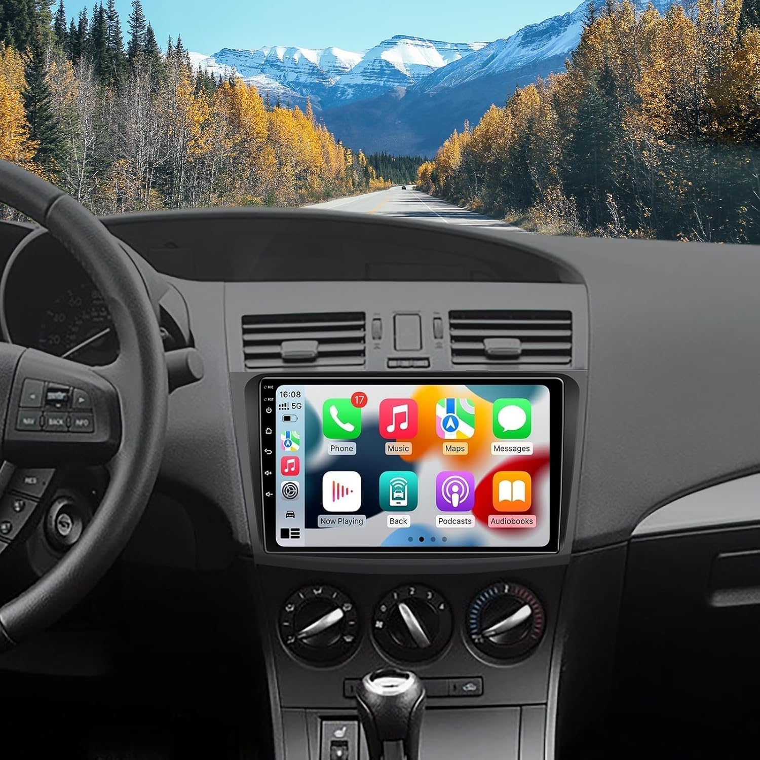 Double Din Car Stereo Radio Compatible for Mazda 3 2010-2013 with CarPlay Android Auto, 9