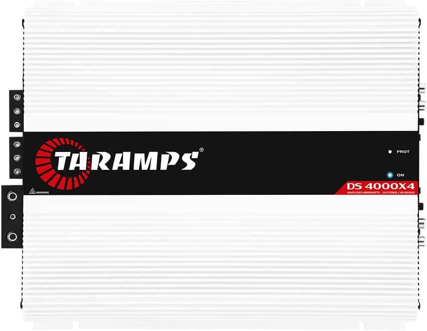Taramp's DS 4000x4 2 Ohm 4000 Watts Rms 4 Channels of 1000x4 Watts Car Audio Amplifier Class D Full Range Crossover Fixed RCA/High Level Input System