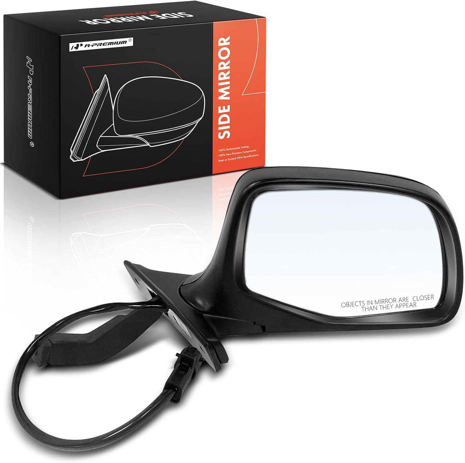 A-Premium Passenger Side Power Door Mirror - Compatible with Ford F-150 1992-1996, F-250 HD 1997, F-250 F-350 F-53 F-Super Duty F-59 1992-1997, Bronco 1992-1996 - Non-Heated Manual Folding