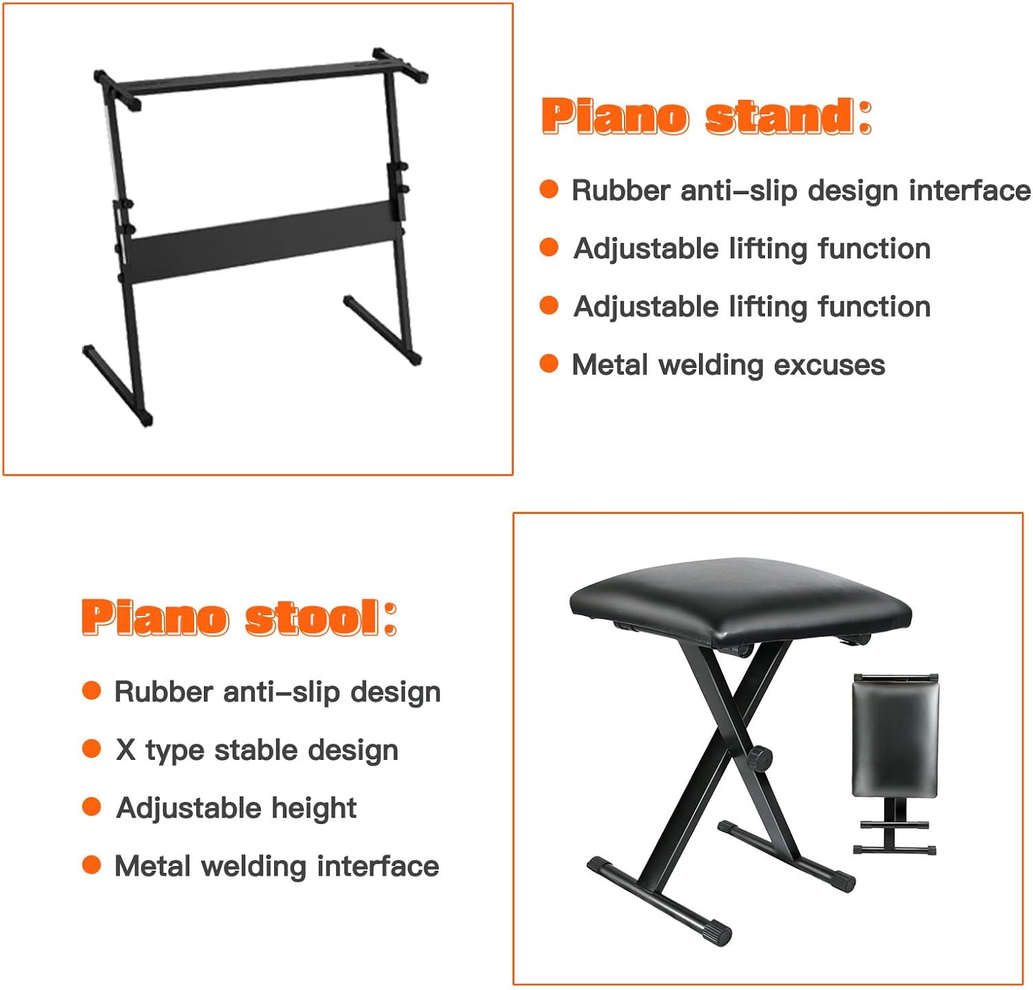 AQNIEGEP 61 Key Electric Keyboard Piano for Beginners w/Light-Up Keys, Christmas Gifts, Full Set: Stand, Bench, Headphones, Padded Bag, Note Stickers, 70 Demos, 200 Rhythms/Tones, LED Display