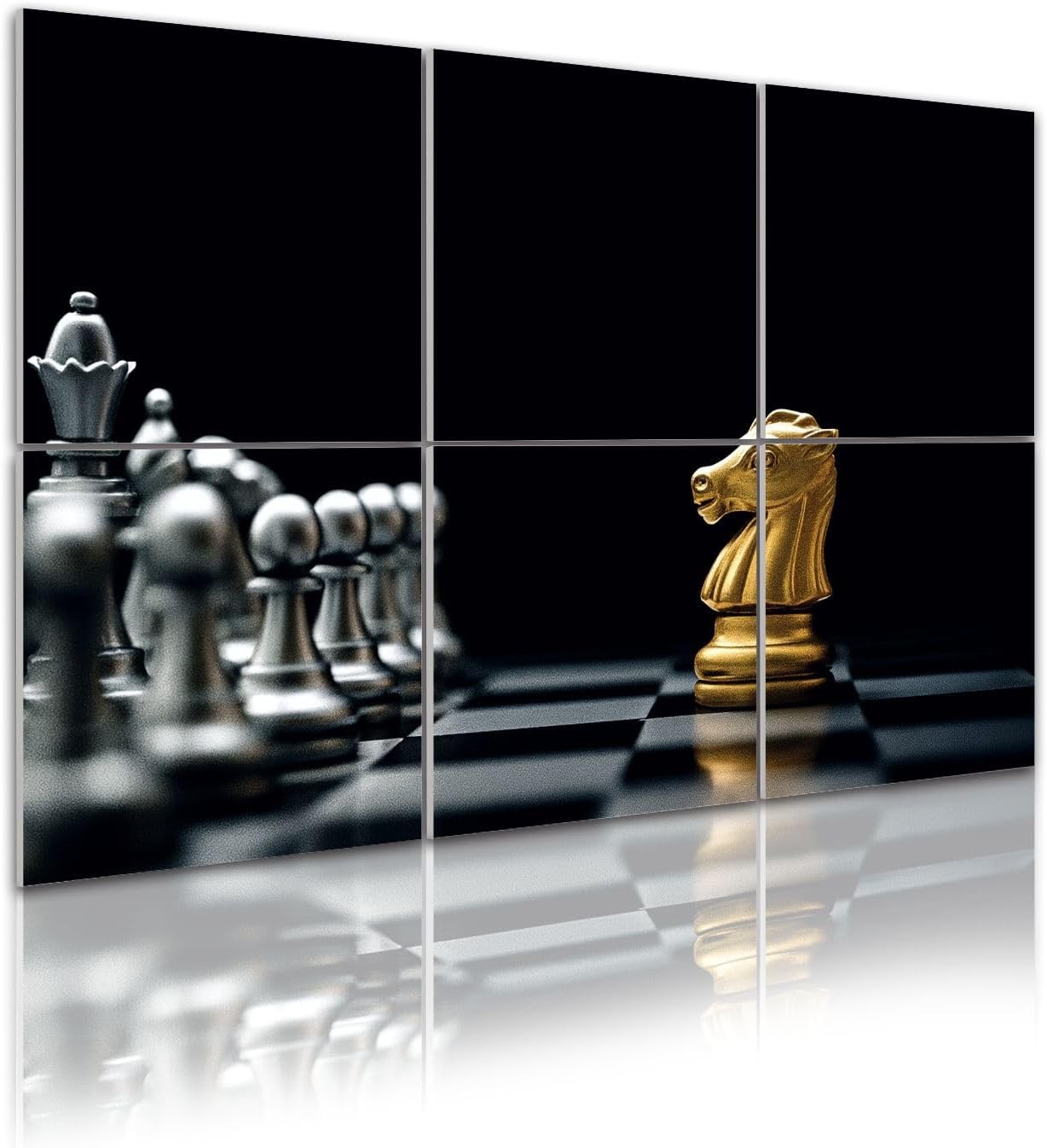 6 Pack Art Acoustic Panels Self Adhesive Golden horse chess encounters silver chess enemy chess Decorative Soundproof Wall Panels Sound Absorbing Panel 48