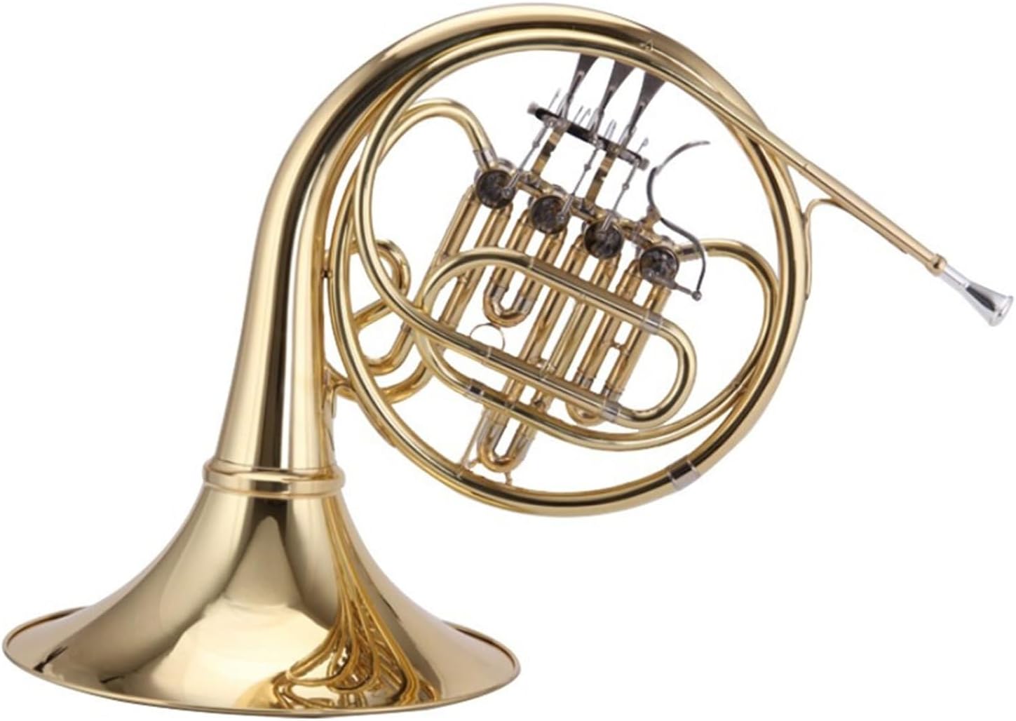 French Horn B flat key beginner 4 key single row lacquered gold instrument