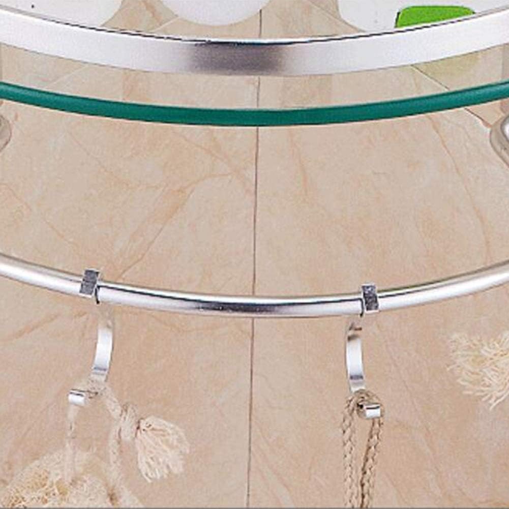 Shower Organiser Transparent Space Aluminum Tempered Glass Wall-Mounted 2 Tiers Hook Up Fan-Shaped Structure Dressing Table (Color : Clear, Size : 250x250x440mm)