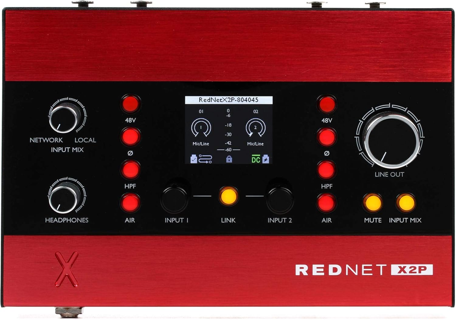 Focusrite RedNet X2P 2x2 Ethernet Audio Digital IO with Mic Preamps