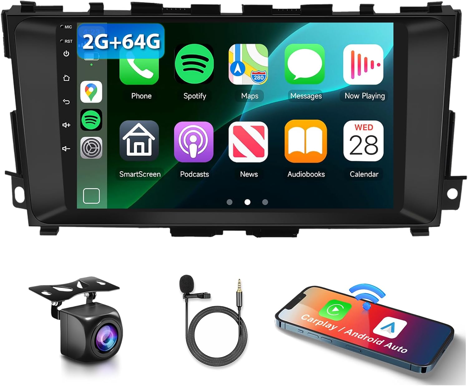 2G+64G Car Radio Stereo for Nissan Altima 2013-2018 with Wireless CarPlay Android Auto, 9 Inch Android 13 Touch Screen Head Unit, HiFi Audio GPS Navigation WiFi Bluetooth SWC HD Backup Camera