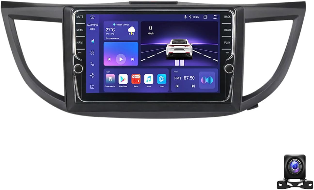 Double Din Car Stereo Bluetooth MP5 Player with Carplay/Auto, 9 Inch Touchscreen Radio Receiver with AHD Backup Camera, Compatible with Honda CRV CR-V 2011~2018 Support 4G/SWC/DSP,K700S