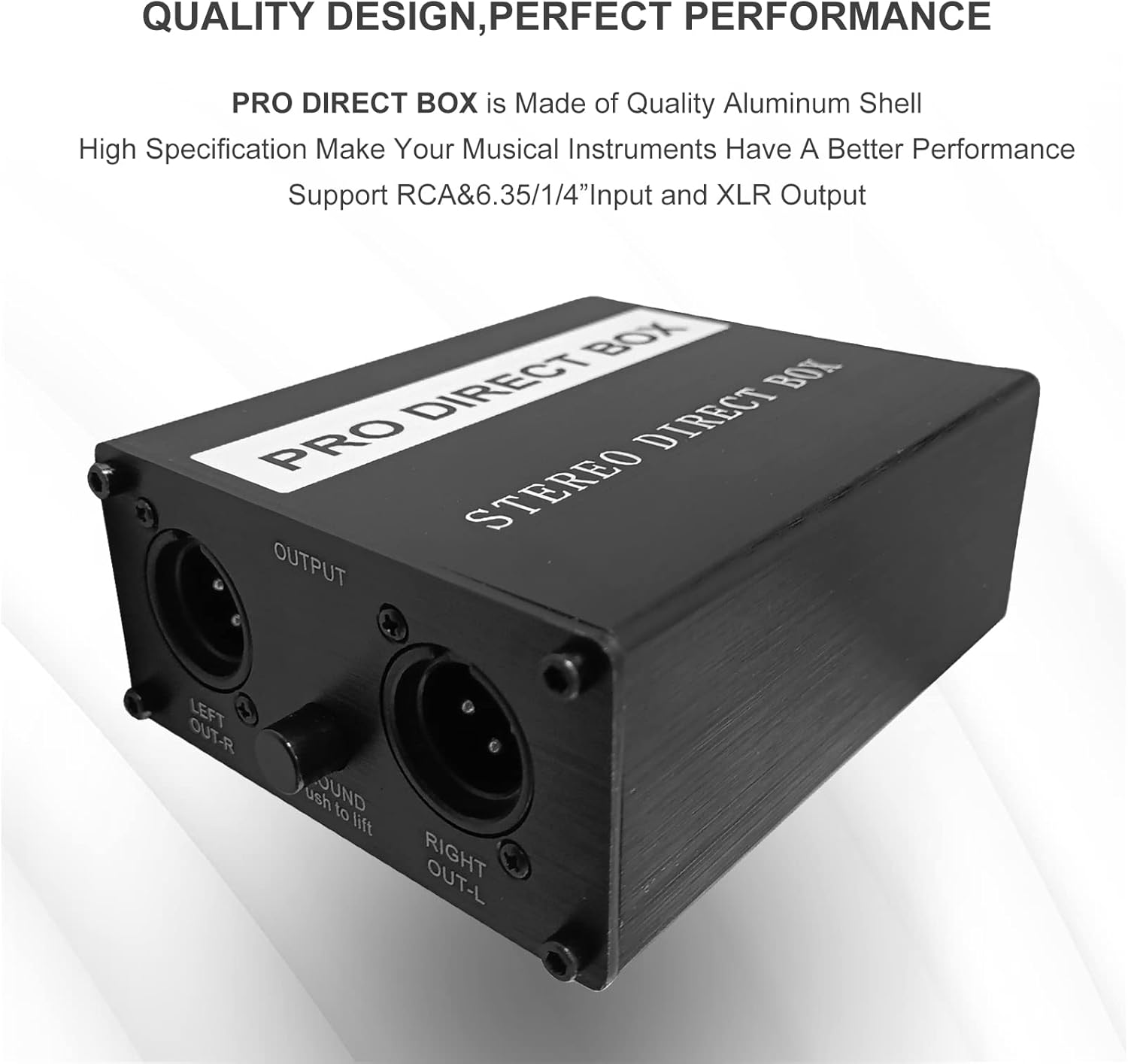 Passive Stereo Direct Box Dual Channel XLR Input 1/4” Output Low Distortion Free Phase Distortion for Musical Instruments (Black)