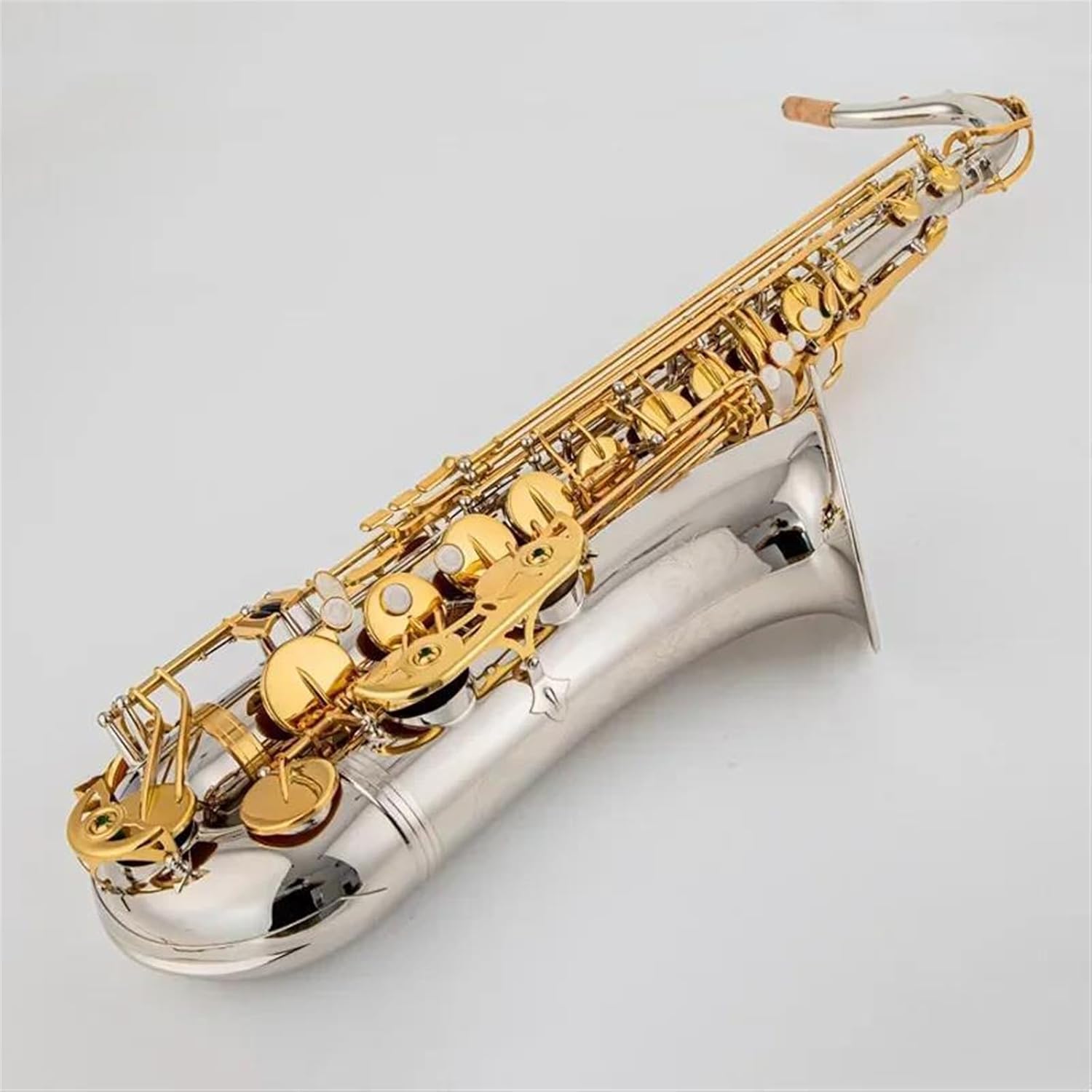 Woodwind Instruments Tenor Saxophone Bb Tone Nickel Plated Tube Gold Key Sax With Case Mouthpiece Gloves