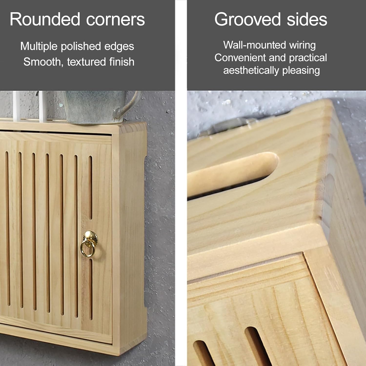 Wall Mounted WiFi Box Hider, Projector Shelf, Power Strip Cable Management Hider Rack by Solid Wood, Router Cabinet for Wall, Office and Home(Black,19.5 * 3.5 * 16.8in)