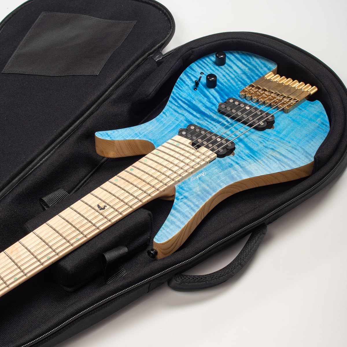 Batking 8 String Fanned Fret Headless Electric Travel Guitar with Luminous Inlay