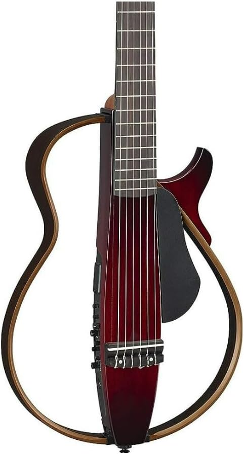 Yamaha SLG200N Nylon String Classical Silent Guitar with Hard Gig Bag, Crimson Red Burst