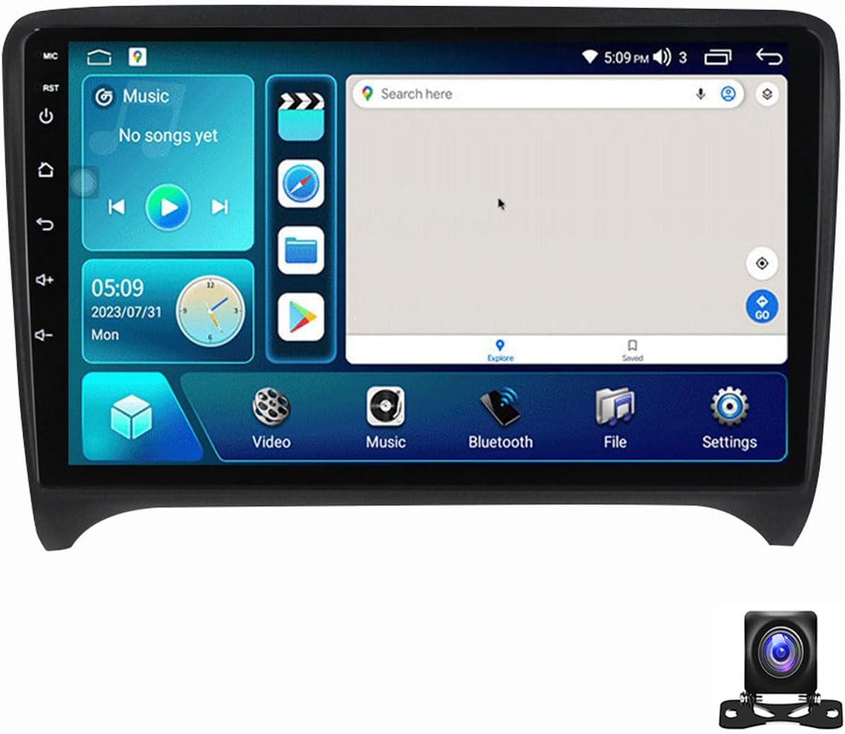 Double Din Car Stereo Bluetooth MP5 Player with Carplay/Auto, 9 Inch Touchscreen Radio Receiver with AHD Backup Camera, for Audi TT 2006~2012 Support 4G/SWC/DSP,4 core m150s 2g+32g