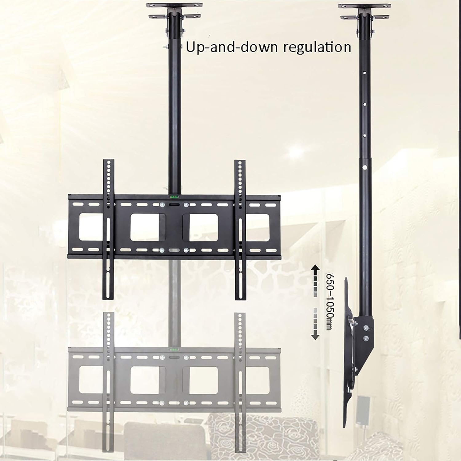 TV Stand Tv Wall Mount TV Ceiling Mount Bracket, 40-70 Inch Full Motion Movement Flat/Curved Screen Bracket, Holds Up to 45kg, Telescopic Height Adjustment,2m