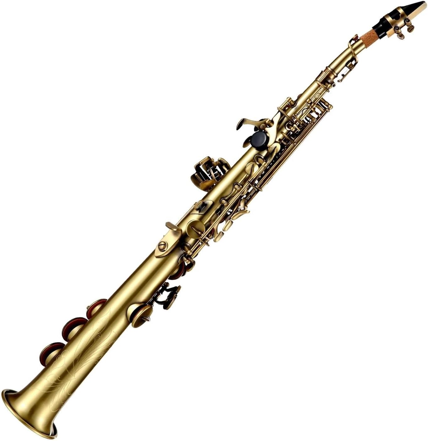 Professional Brass Straight Bb Treble Saxophone Nickel Plated Sax Woodwind Instrument Suit