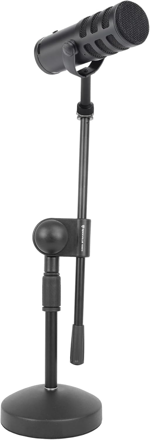 Audiosavings Bundle: (1) Samson Q9U USB Studio Podcast Recording Microphone Dynamic Cardiod Mic Bundle with (1) Rockville RDMS70 Desktop Mic Stand with Boom+Round Base+Adjustable Height (2 Items)