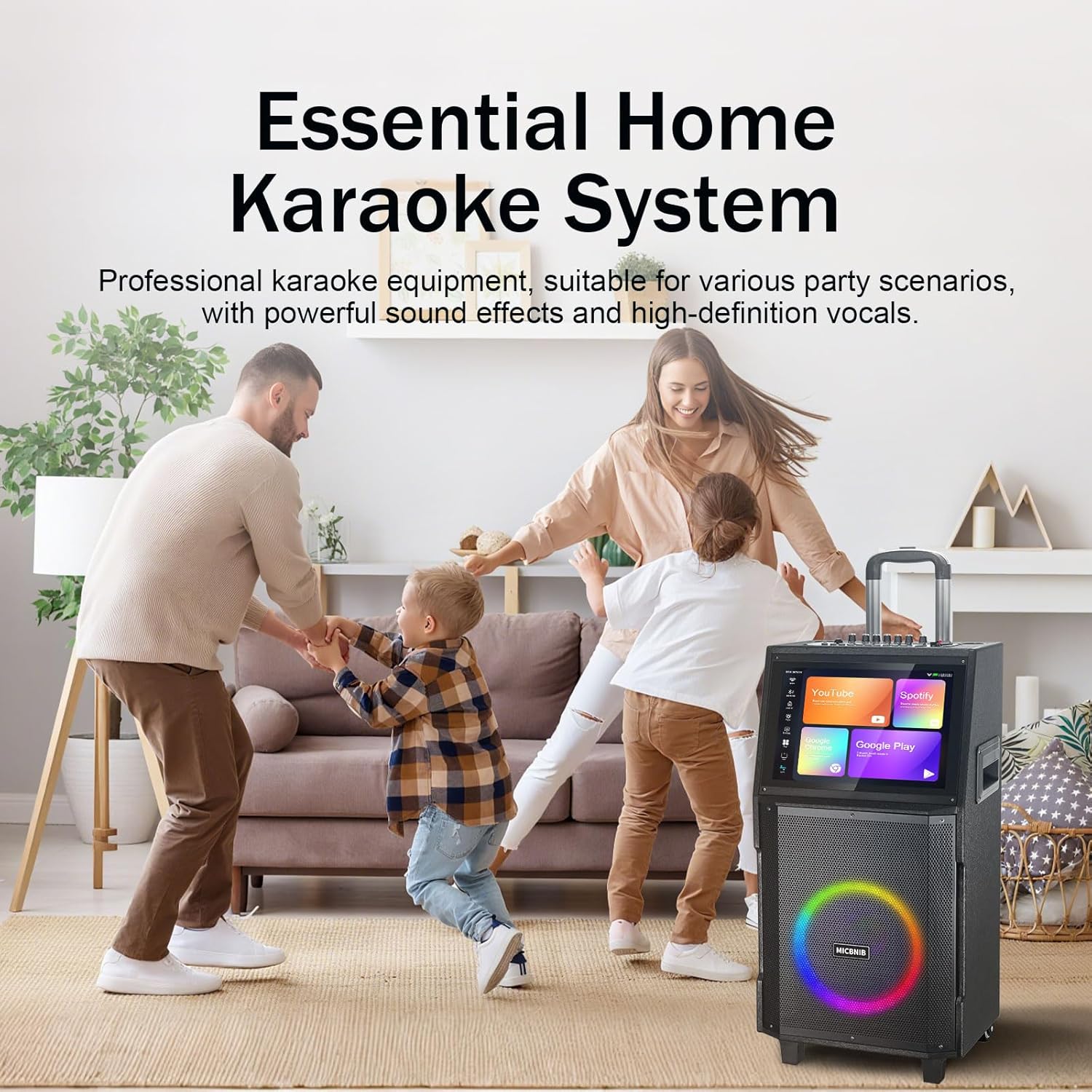 Karaoke Machine for Adults with Lyrics Display and Screen,Portable Bluetooth Speaker for Party,TV, Karaoke System with 2 Wireless Microphone for Any Occasion