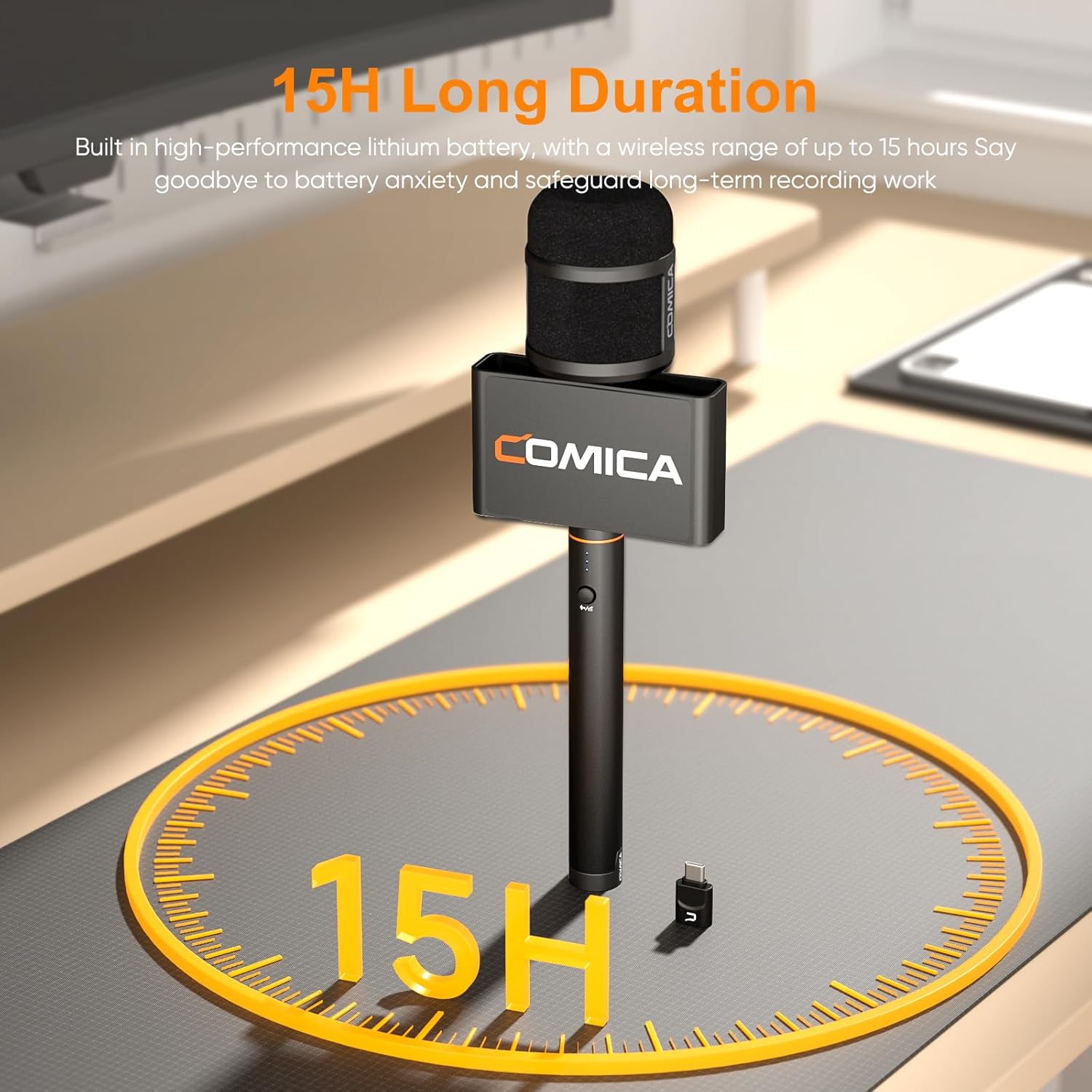 COMICA Revo S Wireless Handheld Microphone, Professional Handheld Interview Mic for iPhone16 15, Android Phones Laptops PC with USB-C Plug, Reporter Mic for Content Creators, Interviews, Reporting