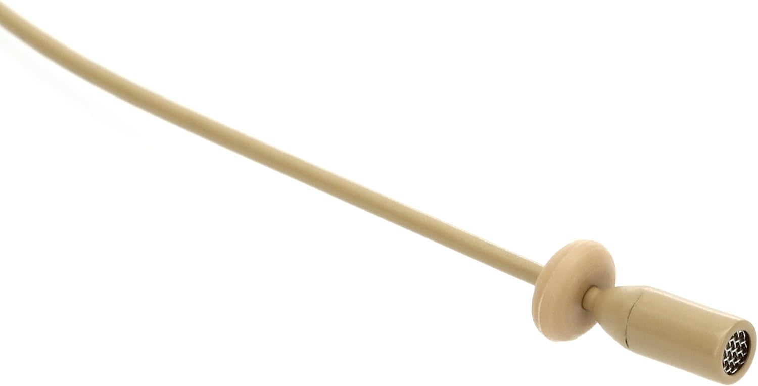 QA22 BE Dual-Ear Omnidirectional Headworn Headset Microphone for Speaking or Singing - SHL Adapter for Shure Wireless Included + Windscreens, Clip and Case - Beige