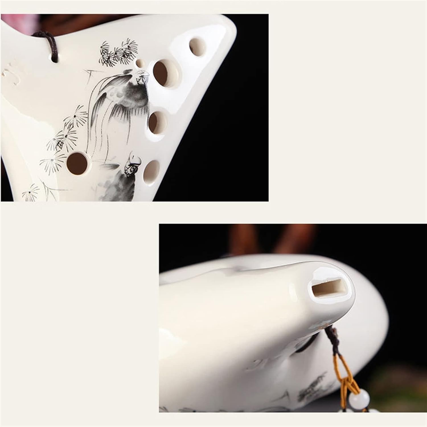 TSTS 12 Holes Alto C White Flower Ocarina Music Instruments Chinese Woodwind Instrument Easy to Learn Children Ocarina (Color : 03)
