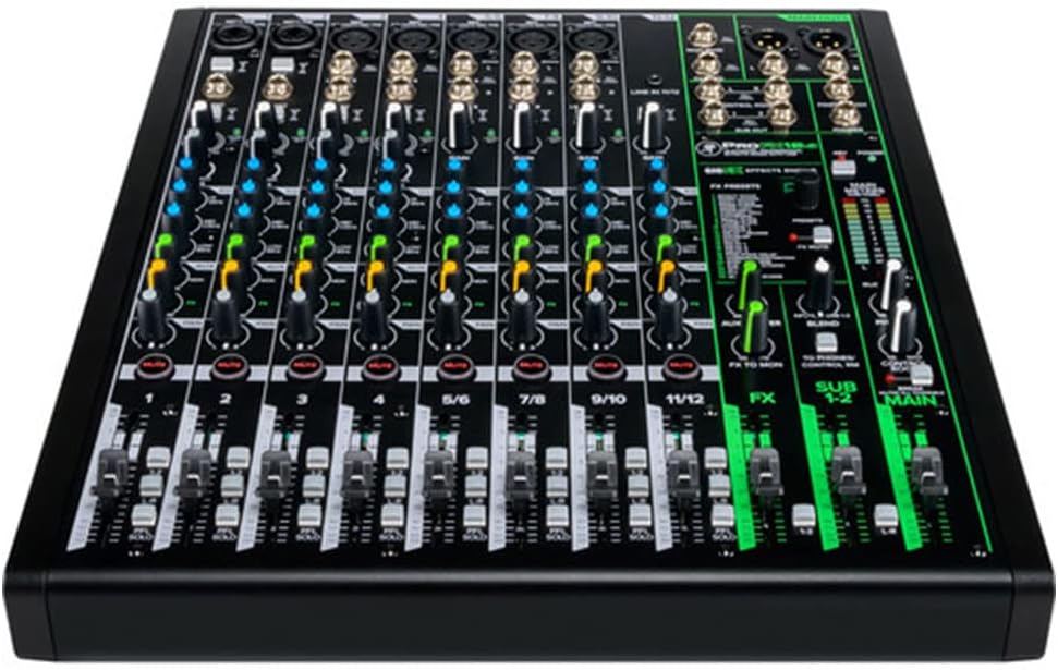 Mackie ProFX12v3 12-Channel Sound Reinforcement Mixer with Built-In FX, Gator Cases G-MIXERBAG-1515 Mixer Bag & Stereo Cable 10ft Bundle